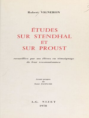 cover image of Études sur Stendhal et sur Proust